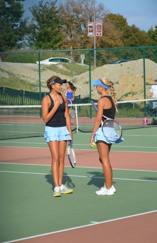 After beating Parkway Central in their Sectionals match, juniors Ava Larson and Claire Martin qualified for State. "When I realized we had made it to state I started hyperventilating and I almost cried. I have been working for this for the last two years; placing fourth in districts freshman year and then I lost at sectionals last year," Martin said. 