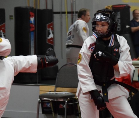 Angie Sanfilippo sparring at an ATA tournament 