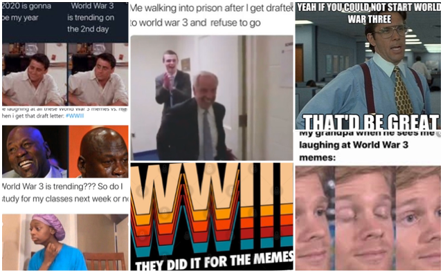Photo collage of some of the memes that have resulted from the tension between Iran and the United States. 