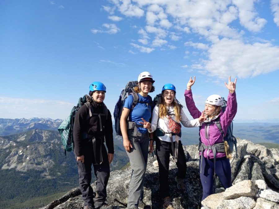 After waking up at 4 a.m. and summiting the first mountain of the day, junior Lexi Lutz (third from the left) pauses to take a victory picture with her team at the peak. To get to this point, Lutz traveled through miles of technical terrain along a steep slope with eroded and loose rocks. “We summited three peaks that day and rested in between the peaks, because it shielded us from bad weather,” Lutz said. “The first peak was great, and it was a beautiful view; I was hardly tired. [Throughout the day], we traveled across so much land and my legs felt stiff and tired. The walking felt endless but I felt really accomplished and connected to nature when I got back down.”