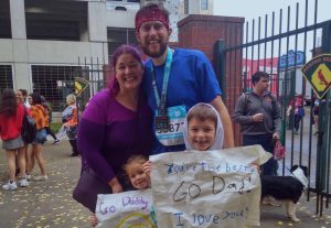Featured with his kids’ motivational signs, English teacher Dan Barnes poses with his family after the 2021 St. Jude Memphis Half-Marathon. Barnes raised over $700 for patients at St. Jude. “I think the mental side of [the run was difficult]. Going into the half-marathon the week before, I was just like ‘I havent done enough.’ It was just the uncertainty of doing something Id never done before. But it was everything that I wanted,” Barnes said. 
