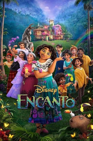 The featured poster for Disneys Encanto featuring Mirabel Madrigal and her family.
