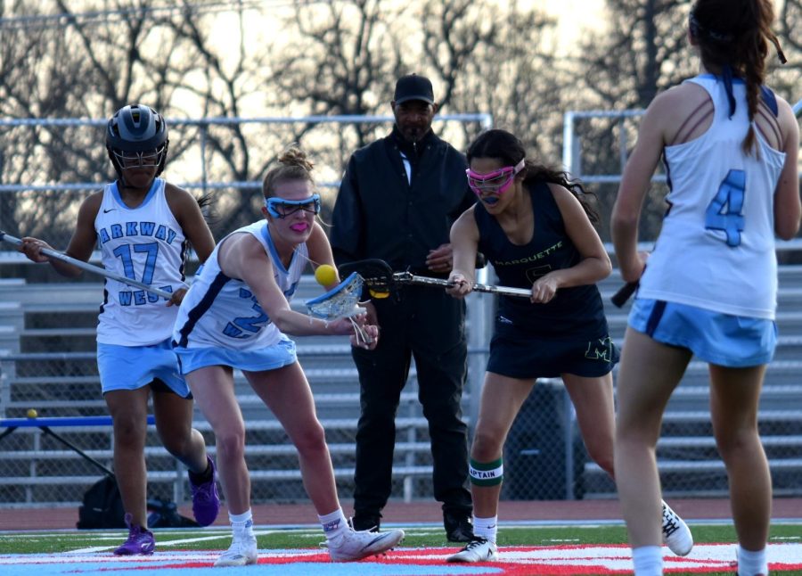 Competing+for+the+ball%2C+freshman+Sienna+Lorenz+faces+off+against+her+opponent+in+a+draw.+Lorenz%2C+inspired+to+try+lacrosse+because+of+her+love+for+running%2C+signed+up+to+play+in+her+offseason.+%E2%80%9CI+wanted+to+try+something+new%2C%E2%80%9D+Lorenz+said.+%E2%80%9CStaying+in+shape+motivated+me.+Lacrosse+%5Bgave+me+a+chance%5D+to+meet+new+people+and+become+closer+with+my+friends+on+the+team.+Being+on+a+team+automatically+brings+you+closer+%5Bto+people.%5D+You+learn+how+to+be+a+friend.+Being+%5Bboth%5D+friends+and+teammates+connects+you+in+a+stronger+way.%E2%80%9D