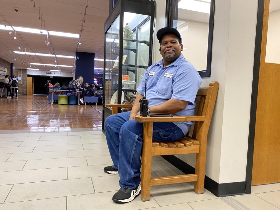 Wearing a bright smile, custodian Sean Smith sits on a bench greeting students in the morning. Smith believed that if the first thing students see when they enter the school is someone saying good morning, it will make their day that much better. “Now, if youre walking up that walkway with an attitude, I want [you] to see a cheery face that says ‘hey, Im glad to see you,’” Smith said.