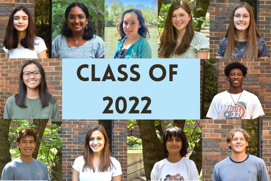 A graphic of the 2021-22 senior staff for the Pathfinder.