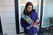Freshman Sarah Booth sells cookies door-to-door on Wednesday, Jan. 16.  