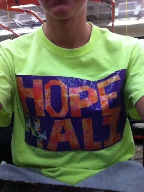 Sophomore Jake Seers created a shirt that reads Hope 4 Ali. The decal was made out of duct tape. 