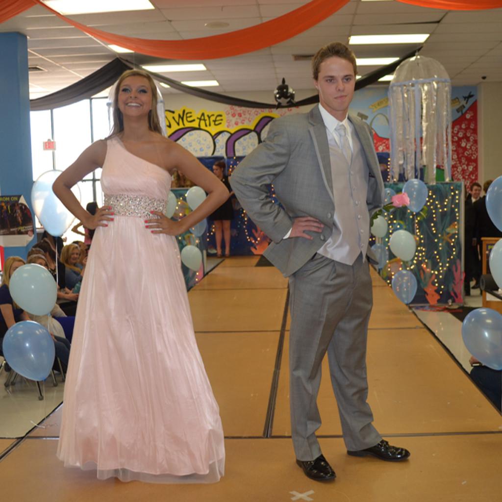 Seniors Kelly Popelar and Ryan Demuri pose together at the fashion show. I thought it was really cool and I had fun, Demuri said. My favorite part though was the pizza afterwards.