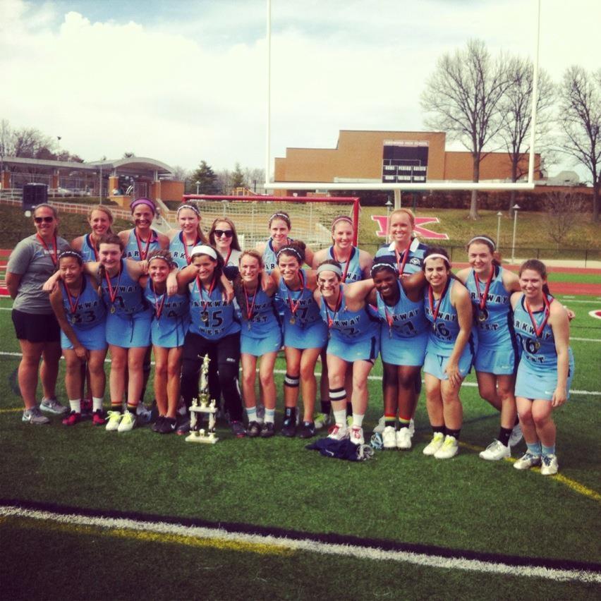The+girls+lacrosse+team+defeated+Kirkwood%2C+Westminster+and+rival%2C+Parkway+South+to+win+the+Kirkwood%2FWebster+Tournament.+