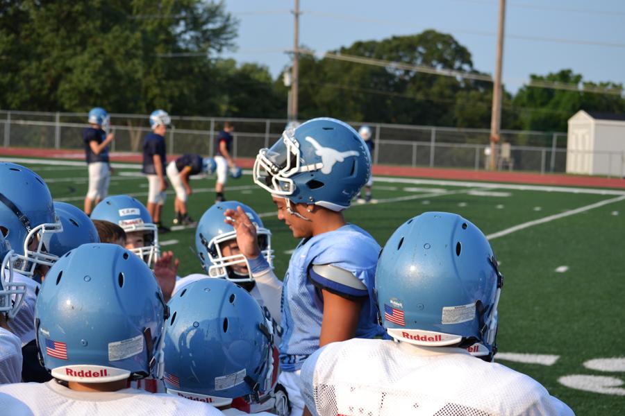 During Family Day, Aug. 17 for all football players and their parents, senior Arturo Romero asked to help the sixth grade boys run drills before their first scrimmage. The event was held in Parkway West High School’s varsity football field where the boys did their annual Longhorn jumping jacks. “I enjoyed helping the younger boys because I have been on varsity for two years I love helping the kids grow and watching them become varsity players because of tips I gave them,” Romero said.