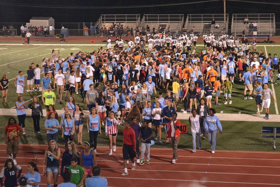 The fans at Parkway West rush the field following a 30-14 win over Rockwood Summit.