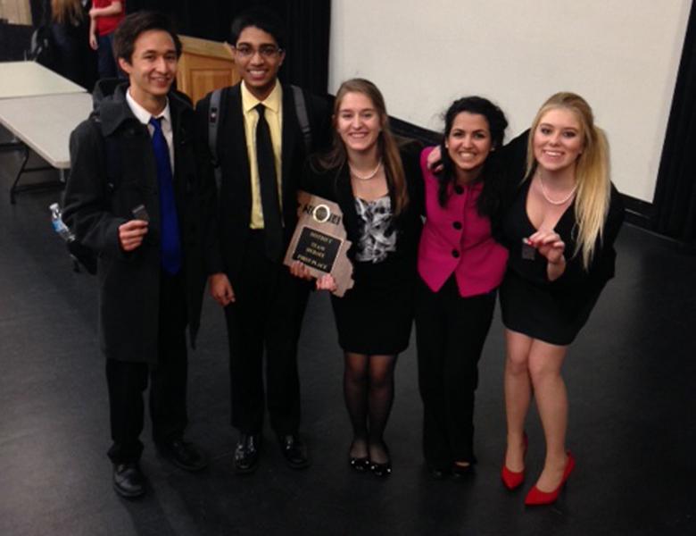 Rigel+Robinson%2C+Keerthi+Gondi%2C+Laura+Santangelo%2C+Yasmin+Younis+and+Noreen+Webster+after+qualifying+for+State.