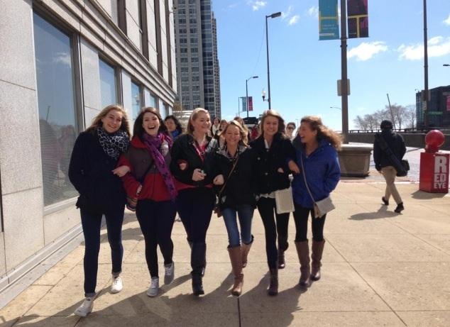 Members of the FACS Club walking the street of Chicago