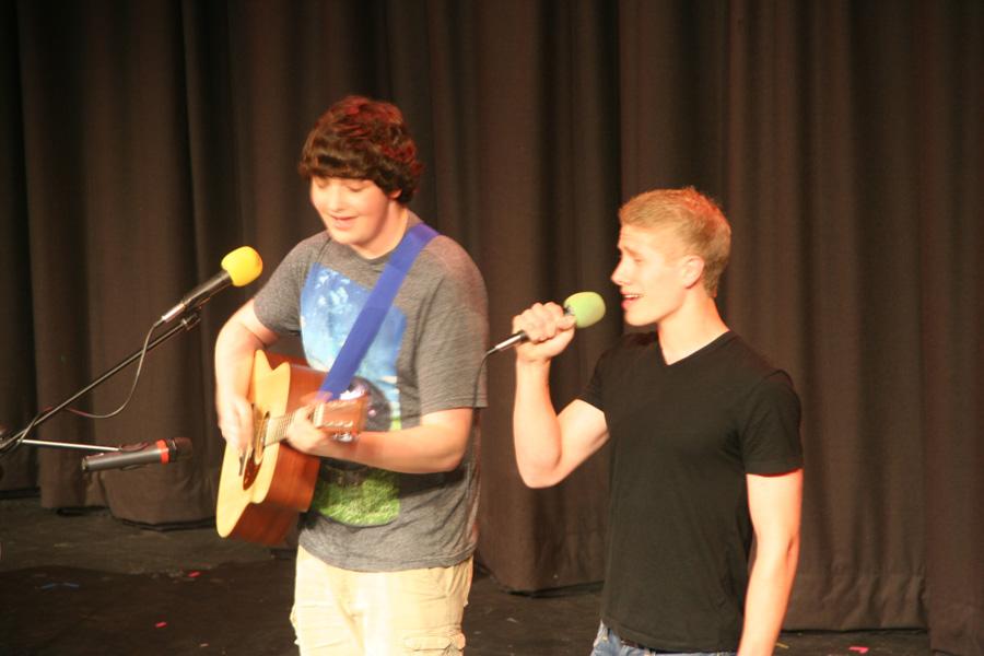 Junior Adam Dyer and Senior Jamie Barrett perform their duet for singers choice.