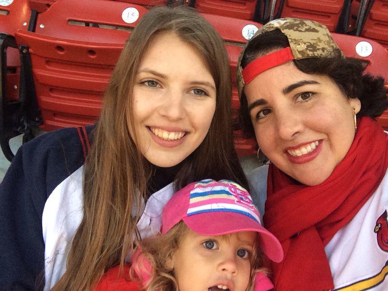 On Sept. 12, junior Natalie Senger and her host mother Katherine Korte and host sister Jane Korte attend a home Cardinals game.  I never knew baseball had so many rules.  I was so cold and a little bored.  The food was super expensive!  It was an interesting experience, Senger said.