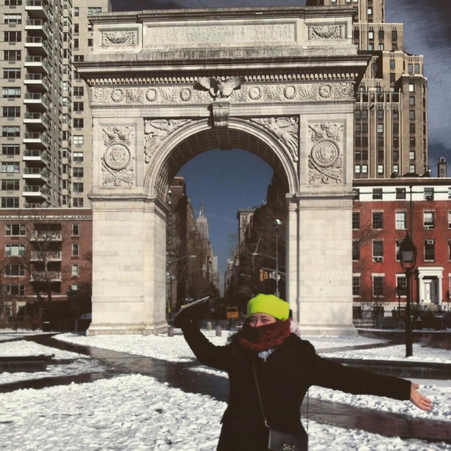 During her NYU visit, senior  Ela Sutcu enjoys the big city experience.