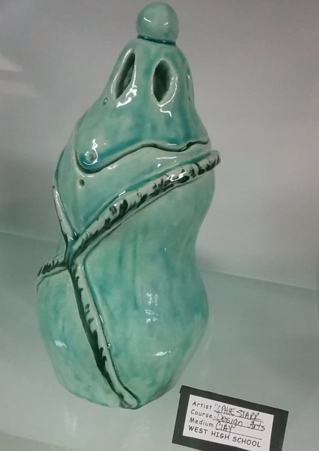 Senior Sophia Starrs pottery piece was featured in the West High Art Show. 