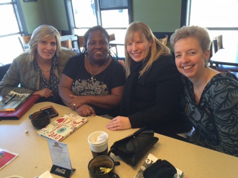 Parent and facilitator, Amy Narishkin leads Linda Gieseking, Linda DeCosta, Carol Depke and six other moms in a book study to find a way to end the silence in west county after the events in Ferguson and New York. Narishkin started a business to help the dominate culture, white middle class males, become allies for minority cultures. My goal is to train the trainer, so the parents can enter with their circle of friends and have their own book studies, Narishkin said. 