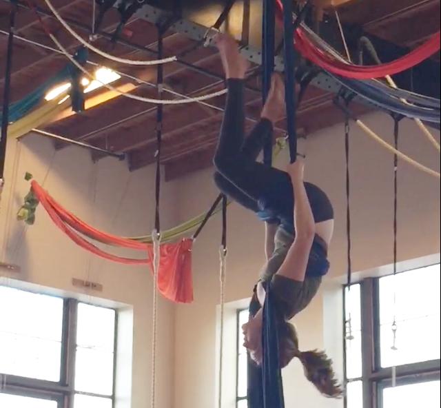 Carolyn Richards practices aerial arts downtown at Bumbershoot.  Even though it takes a lot of hard work and strength, I love learning new tricks and learning new sequences,” Richards said. 
