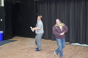 Senior Tristan Johnson and freshman Tanner Caldwell practice their song for the Performance Showcase. 