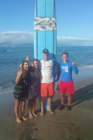 Senior Alex Karrenbrock with his family in Maui, Hawaii over Winter Break shortly before he goes surfing for the first time.