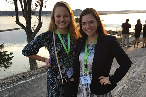 Ava Larsen and Rachel Friedman pose together before the competition.