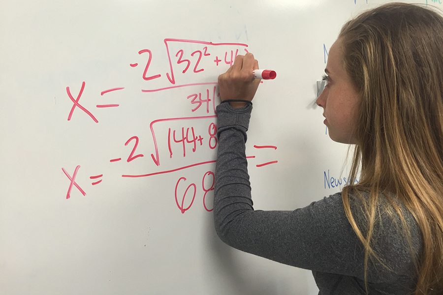 At 6:45 a.m., freshman Natalie Butler prepares for her Honors Geometry final.