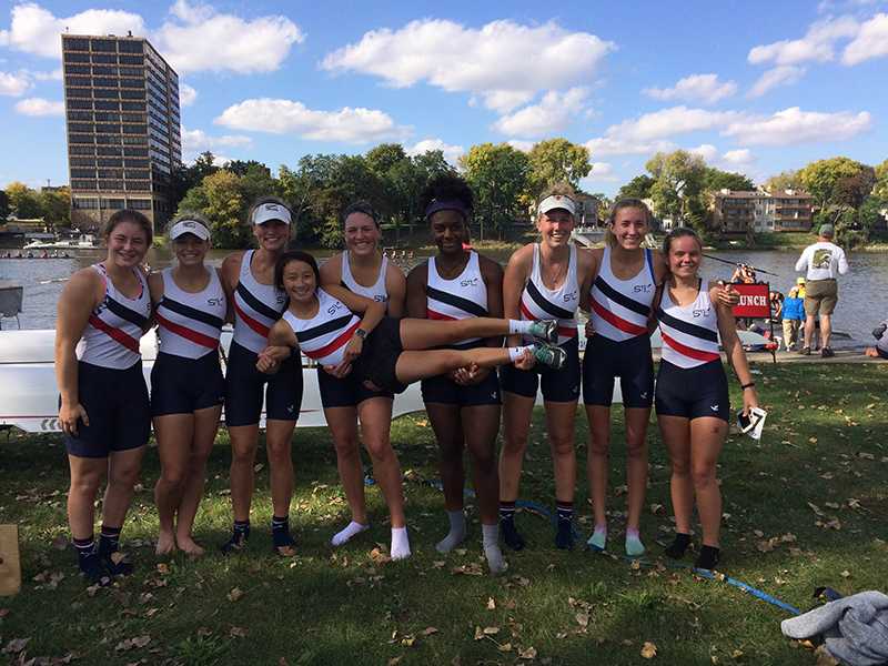 SLRC rowers stand at the Head of the Rock in Rockford, Illinois, where they won their gold medal of the season on Oct. 9.