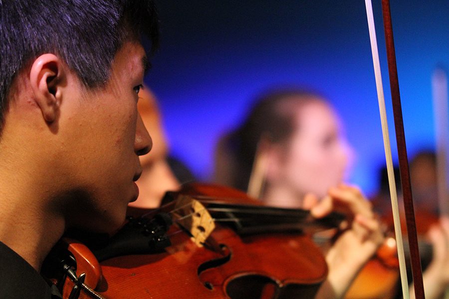 Sophomore Jason Wan performs at the fall orchestra concert.