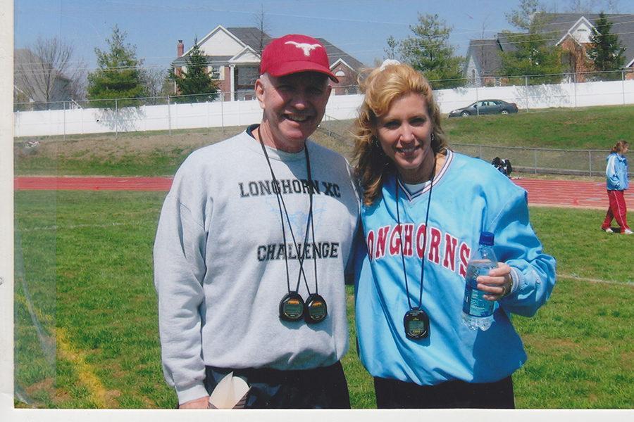 Coach Dale Shepherd and Coach Nancy Sachtleben prepare the 2008 Track team for an upcoming meet. 