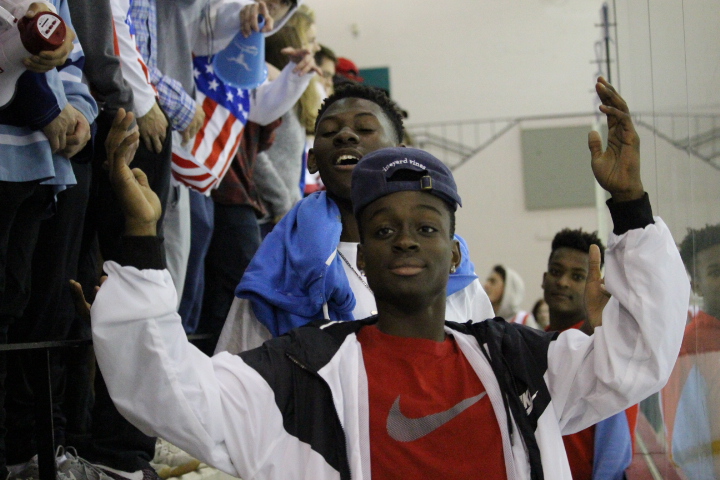 Senior Adrian Scott, responds to the Northwest student section. The final score was a 4-4 tie. “They were saying stuff but they weren’t loud enough to where we could hear them. They got mad at us when we would chant, ‘we can’t hear you’,” Scott said. “I really wanted us to beat them.”