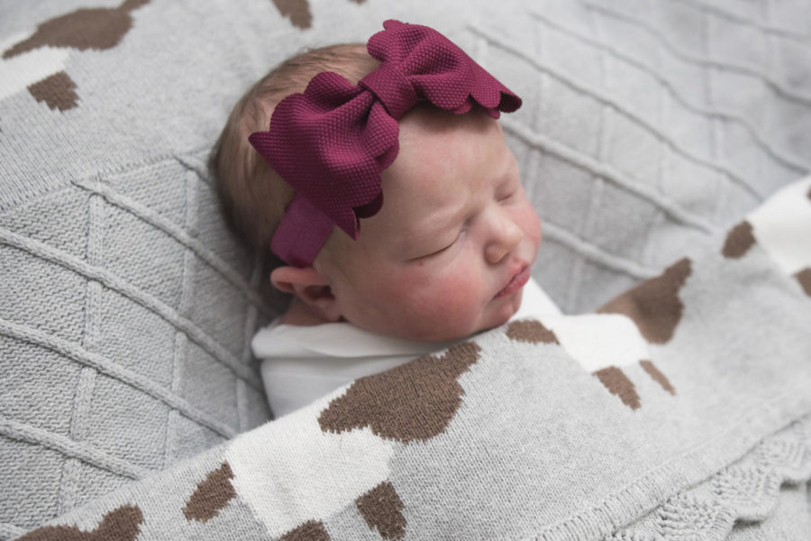 While at the hospital, Margot Barnes snuggles under a warm blanket. Margot is the second child of English teacher Dan Barnes and wife Julie Barnes. “My first thought was just awe. Totally awestruck,” D. Barnes said. 