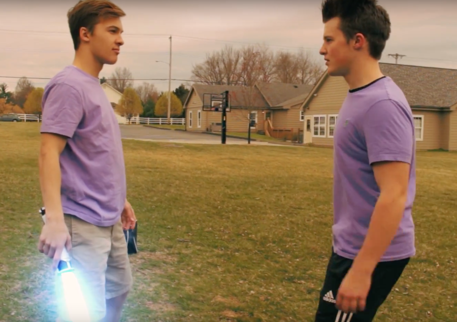 Westminster senior Trent Tarantino and Roseman face off in a scene from the film they created, “The Secret Life of Trent.” The film was made last year for Krewtube and the film was the product of days of work. “Single scenes can take up to 20 to 30 hours long because it's difficult to get the shot perfectly down,” Martin said. 