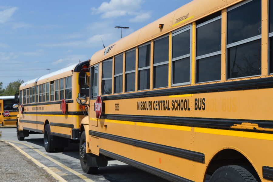Missouri+Central+school+buses+wait+outside+of+West+High+to+take+city+students+home+in+the+afternoon.+The+VICC+provides+one+round+trip+to+and+from+school+for+its+students%2C+including+transportation+home+if+they+choose+to+participate+in+school-sponsored+after+school+activities%3B+the+average+ride+time+is+54+minutes.