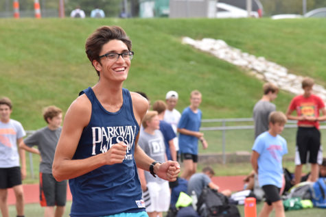 Senior Caleb Canatoy leads the pack during a boys Cross Country practice. Despite having his lung collapse last spring, Canatoy is a captain on the Varsity team and hopes to inspire young runners in the same way alumnus Jacob Cupps did for him. “My freshman year we had Jacob Cupps as a captain and he was also going through an injury, but it was cool how he had a connection to the freshmen,” Canatoy said.