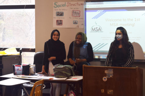 Seniors Maryam Oyebamiji, Kinza Awais and junior Mariam Mirza introduce themselves to members at the first Muslim Student Association meeting. Meetings are held on the first and third Wednesdays of the month. “I felt like their needed to be a safe haven for a lot muslims because their facing a lot of backlash especially in this day and age,” Awais said. “A lot of schools have it, and I felt like West needed to have one because we have a big Muslim student population.”