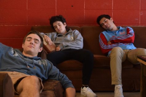 Seniors Peyton Gaskill, Dani Fischer and Zach Poscover take a much-needed snooze in the senior lounge. The senior lounge exists so that seniors can sleep during the school day. “My favorite part of senior year is staying up late so I can sleep at school,” Fischer said. “School is so fun.”