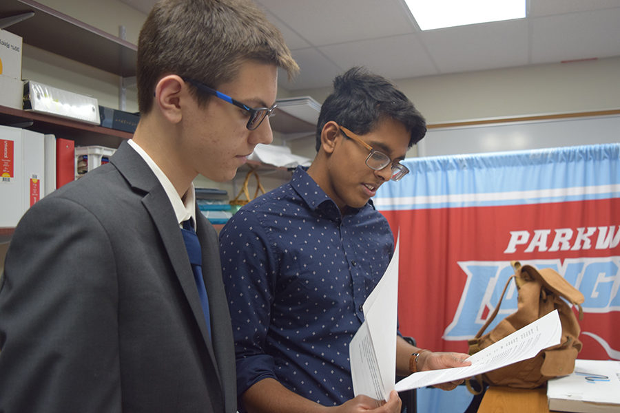 Sophomore Tyler Kinzy and senior Gokul Venkatachalam converse as they review a document. The two were inspired to pursue mental health activism after alumni Haran Kumar passed away June 15. There were definitely some nerves when I first met Senator Schupp in person, especially with this being my first time getting involved in the political process, Kinzy said. That uncertainty I felt quickly dissipated when I reminded myself how fortunate I am to be represented by such a great advocate for mental health initiatives.