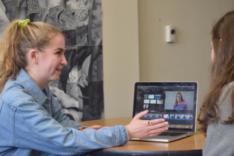 Adding the final touches to their documentary, juniors Sabrina Bohn and Emma Caplinger discuss how their interviews turned out. The junior were given six weeks to complete the project. “I’m really glad we did this project because I’m really interested in documentaries and film in general so this was a really cool opportunity and it introduces you to something that you wouldn’t think to be introduced to in English class and I think that it gives you different skill set that you [aren’t normally] given in school so I think it’s pretty cool,” Bohn said.