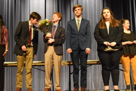 During the awards ceremony of the 2019 Missouri State High School Activities Association (MSHSAA) Speech and Debate tournament, seniors Luke Donovan and Kristina Humphrey await their names to be announced with their placement. Donavon and Humphrey qualified for state in the duet event and placed second overall in the tournament. “I stayed in speech and debate [for four years] because the team and people from other teams in the district are like my second family. While competition can be brutal, it’s worth it to be with the amazing people in Eastern Missouri,” Humphrey said. “Speech has made me grow as a person significantly. It has given me the opportunity to spread important messages through unique ways of conveying them.” Photo by Fatema Rehmani.