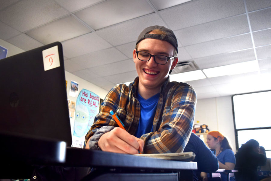 Working on his novella before the approaching publishing date, senior Hayden Riehl hopes to grow both his understanding of the world around him and the world’s understanding of him. “I find writing for storytelling to be incredibly therapeutic, just from some of the stories that people have written in class that Ive [seen],” Riehl said. “It was them literally working through a trauma that theyve had in the past or something that theyre trying to get their own heads wrapped around. Stories can do that. They can help you navigate a sea of your own thoughts.”