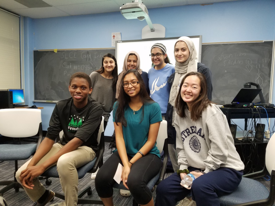 After completing a discussion, members of the Global Cohort Competency group pose for a photo. Teachers and staff members were allowed to come throughout the day to listen to the students. “I’m just very appreciative to the students who gave their time to speak,” science teacher Amy Cohen said. “I know it’s not always easy to have personal and honest conversations, particularly with staff members that they might not know personally. I got so much out of being in those conversations and facilitating the discussions, so I hope that the students got value out of it.”