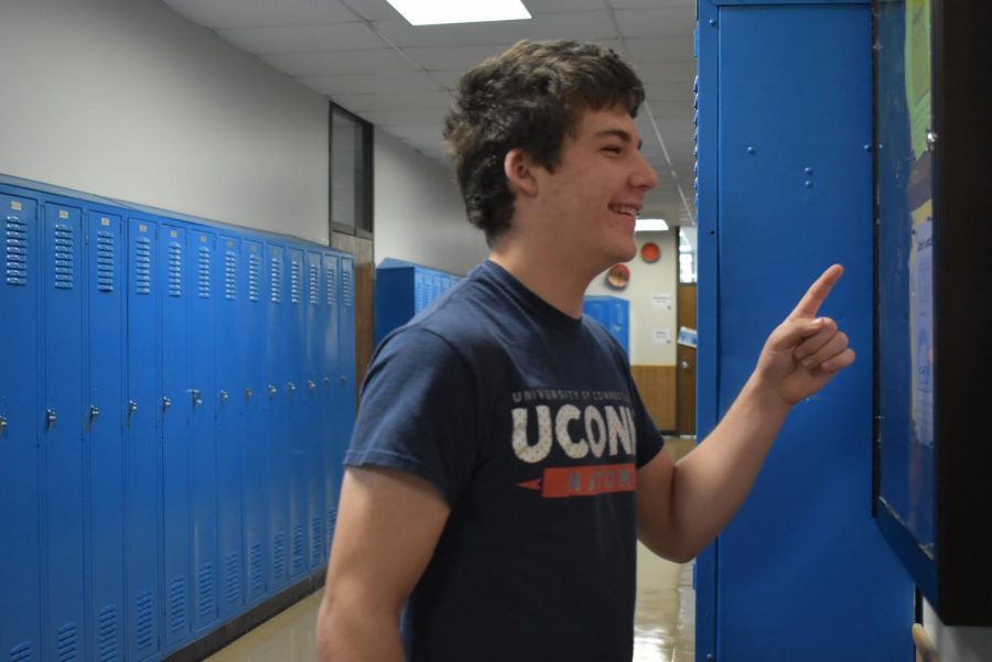 Sophomore Martin Franscius checks a schedule to see what he is doing in class that day.
