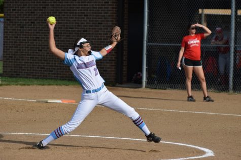 With 14 years of experience, junior Dorothy Wunderlich pitches the softball to her opponent. During the season, Wunderlich’s bone hit against her hip labrum and re-tore the muscle. “I played the entire season and had surgery the Tuesday after [the last game]. Loving the sport keeps me going [through the injuries]; I would love to play softball in college,” Wunderlinch said. “I love my teammates, and they are really supportive about me being injured.” 