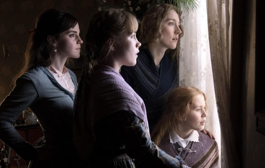 Emma+Watson%2C+Saoirse+Ronan%2C+Eliza+Scanlen+and+Florence+Pugh+as+the+March+sisters+in+Little+Women.