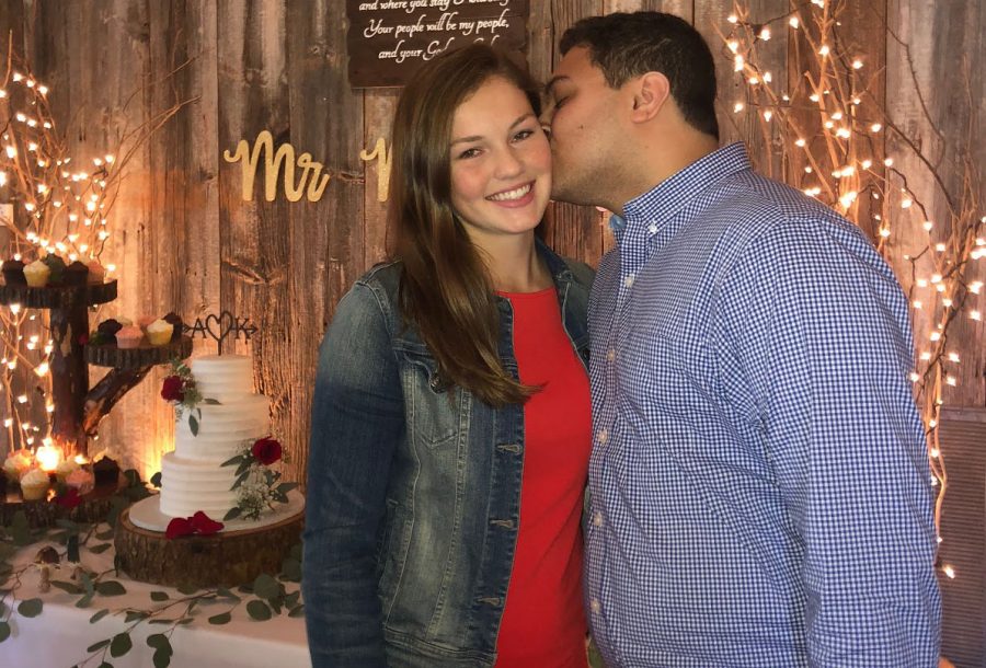 Senior Mollie Wright poses with her fiancé at a family wedding in Mississippi. Wright is in the midst of planning her own wedding for 2021. “I am really excited about the planning process, especially the reception,” Wright said. “It’s more of the fun aspect, where I’ll get to socialize and dance with my friends and family.”