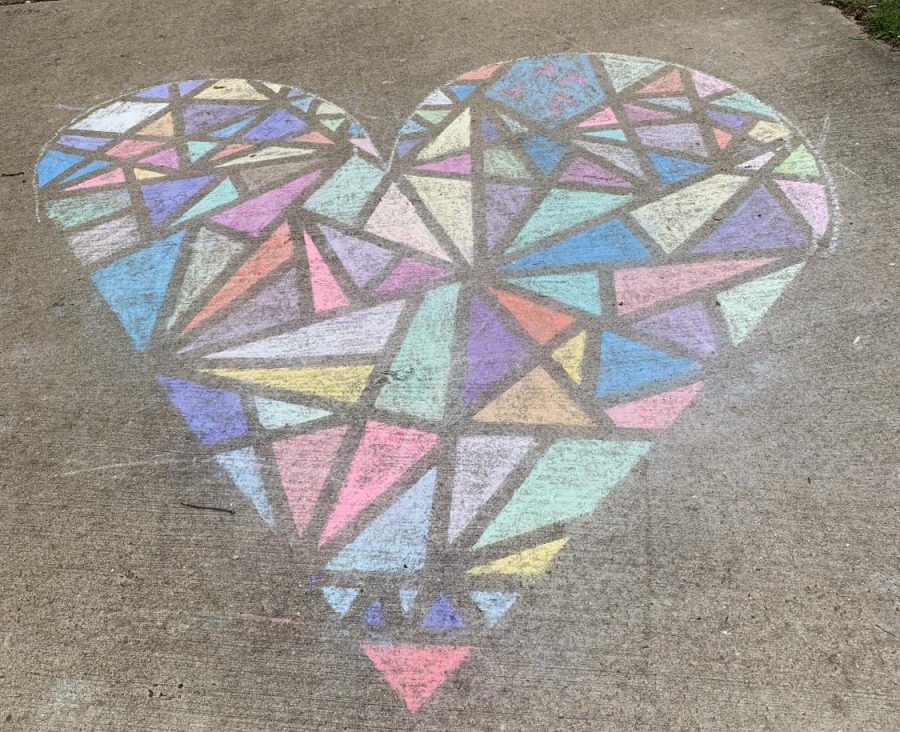 A chalk design drawn by a student. 