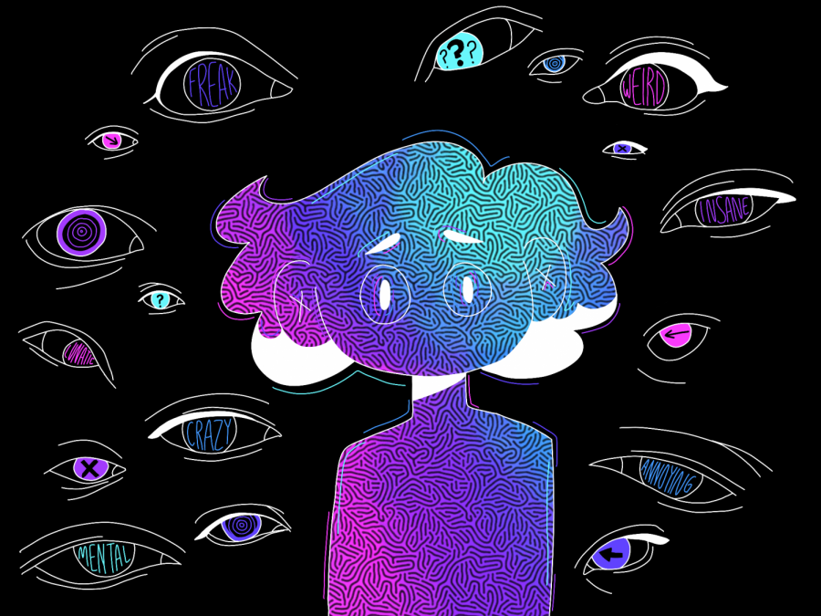 Using Procreate 5X, senior Rebecca Vierck demonstrates how attention deficit hyperactivity disorder (ADHD) and social anxiety can make someone feel like being watched. Vierck’s piece conveyed the alienation felt from their peers. “A lot of media representation about ADHD is built upon stereotypes. Because of the comorbidity of my ADHD and social anxiety, I tend to feel anxious to stim in front of people in fears of seeming weird,” Vierck said. “I've had to cut off friends because of their disrespect for my sensory triggers. As a child, I would have multiple breakdowns a week over the texture of dinners that I was made to eat.”
