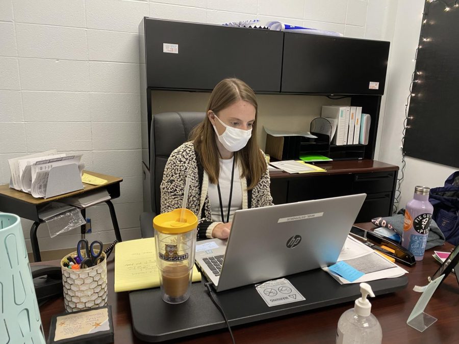Counselor Erin Sternberg focuses on making sure all students, not just those in her letter group, are getting the help they need. 