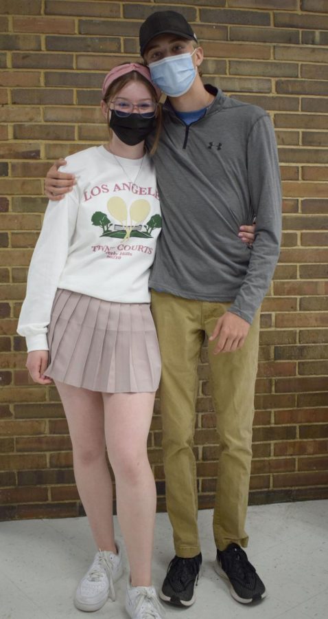 Juniors Olivia Davis and Zachary Schade dress up for Monday’s spirit theme: country versus country club. “[When I started] high school, I remember teachers always told us ‘[high school] goes by so fast, so participate in everything you can,’” Davis said. “I really wanted to and enjoyed participating because I didn’t want to miss out on another essential high school experience, especially since we never know what next year holds.”